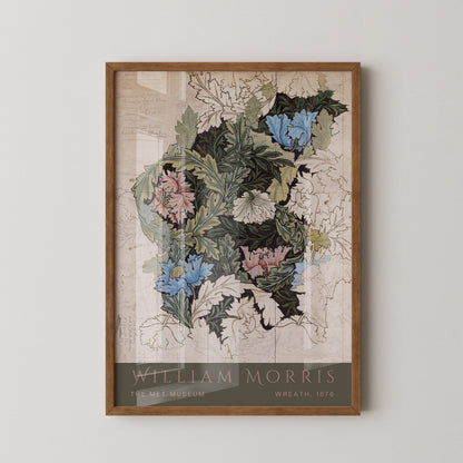 William Morris Wreath Print: Vintage Botanical Art Poster