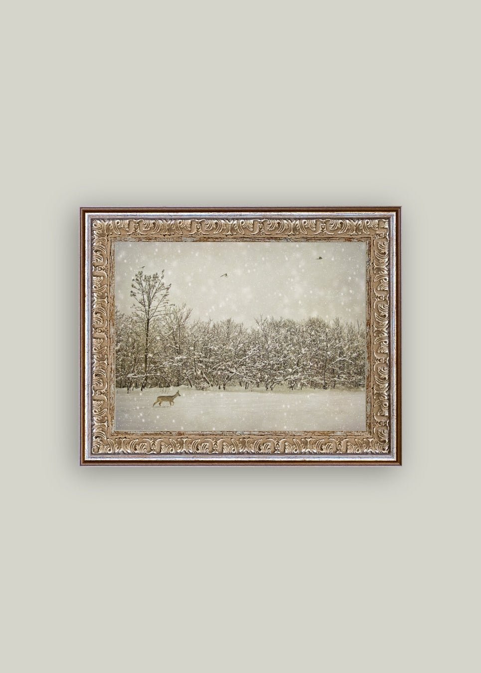 Winter Fawn Framed Antique Art