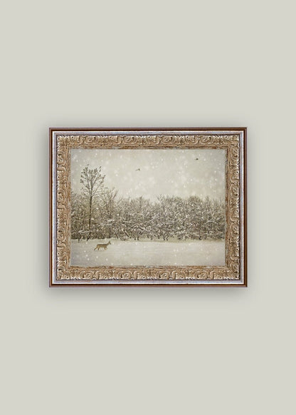 Winter Fawn Framed Antique Art