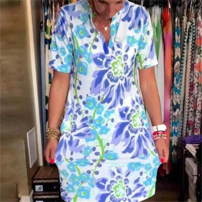 Women's Fashion Casual Digital Printing Loose Dress