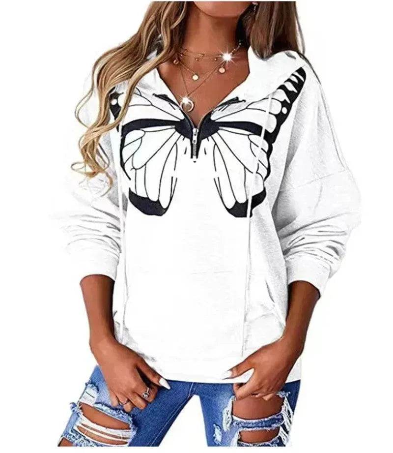 Women's Fashion Patchwork Print Hooded Loose Sweatshirt
