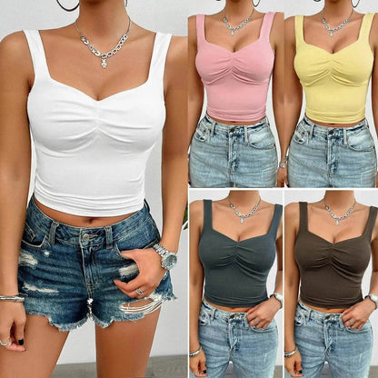 Women's Fashion Solid Color Slim-fit Twist Strap Top