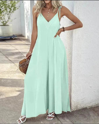 Women's Fashion Suspenders V-neck Loose Jumpsuit