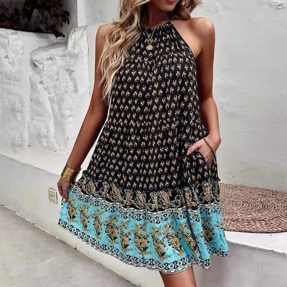 Women's Printed Wear Bohemian Casual Vacation Beach Style Independent Station Skirt