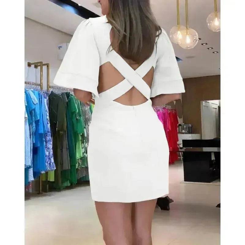 Robe Femme Couleur Unie Col Rond Coupe Ajustée