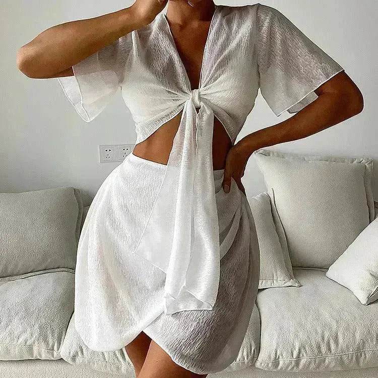 Women's Solid Color Two-piece Swimsuit Sun-proof Beach Dress