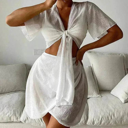 Women's Solid Color Two-piece Swimsuit Sun-proof Beach Dress