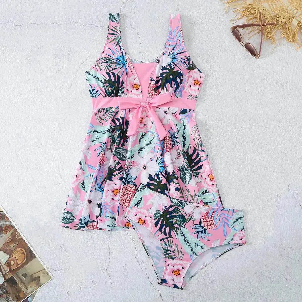 Women's V-neck Printed Split Bikini Swimsuit