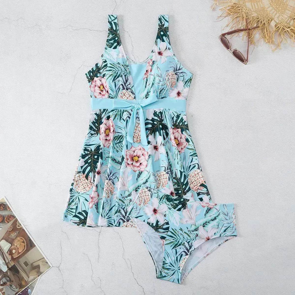 Women's V-neck Printed Split Bikini Swimsuit