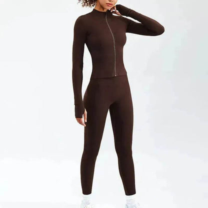 Women Yoga Zipper Long-sleeved Gym Exercise Fitness Suit