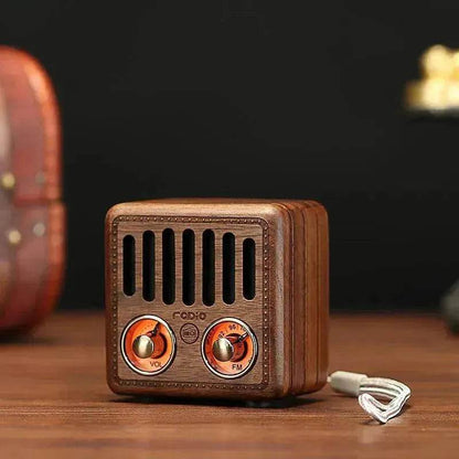 Wooden Bluetooth Speakers Retro Solid Wooden Audio With Radio Card