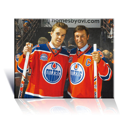 WAYNE GRETZKY & CONNOR MCDAVID WRAPPED CANVAS 16"X20" - EDMONTON OILERS