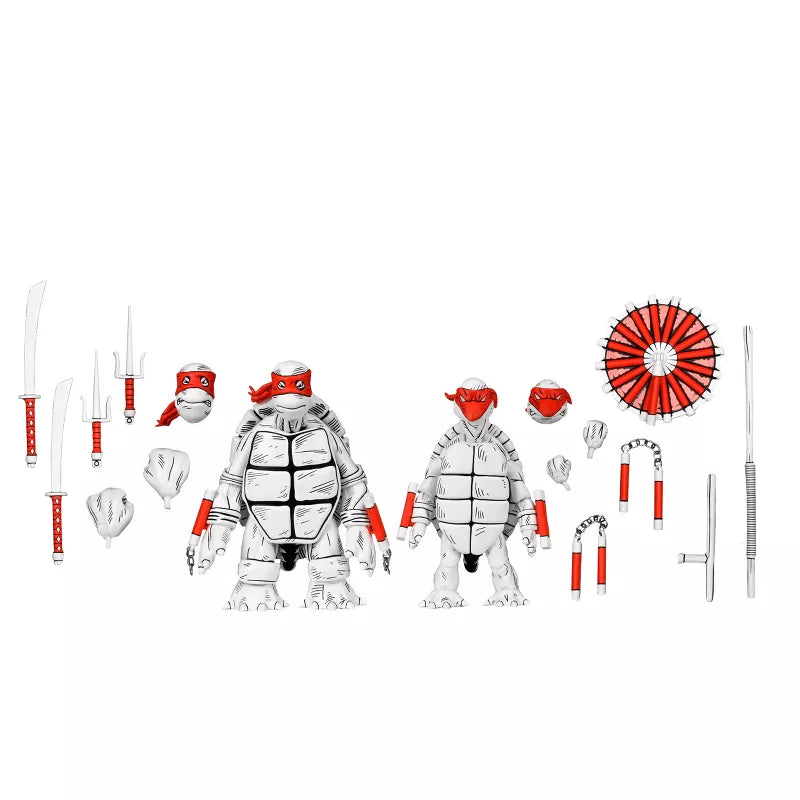 NECA Teenage Mutant Ninja Turtles Black and White First Turtles 7" Action Figures - 2pk