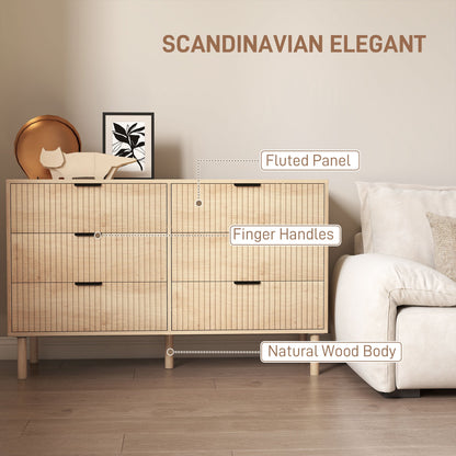 Jesse 6 Drawer Dresser with Fluted Panels-Oak