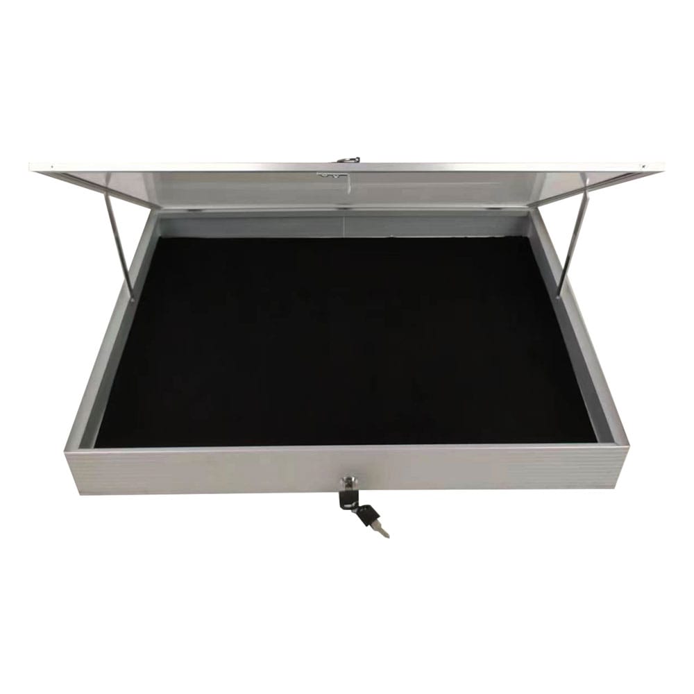 EVORETRO Lockable Aluminum Display Case 36 x 24 x 4" Silver– Secure Showcase for Collectibles