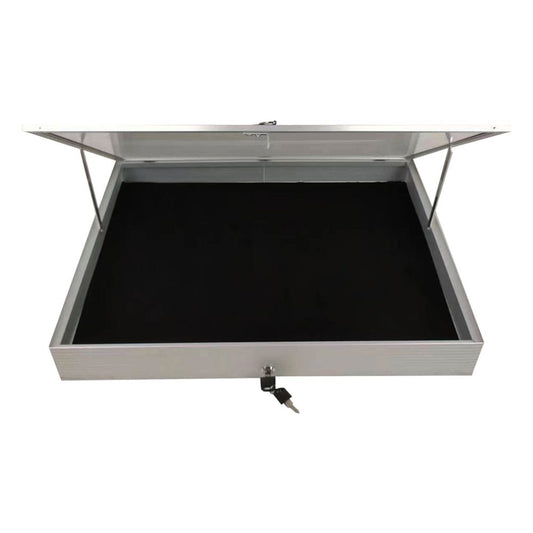 EVORETRO Lockable Aluminum Display Case 36 x 24 x 4" Silver– Secure Showcase for Collectibles