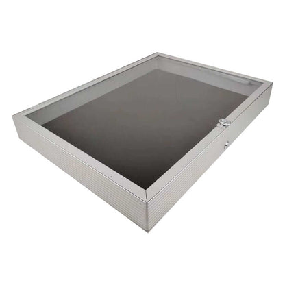 EVORETRO Lockable Aluminum Display Case 36 x 24 x 4" Silver– Secure Showcase for Collectibles