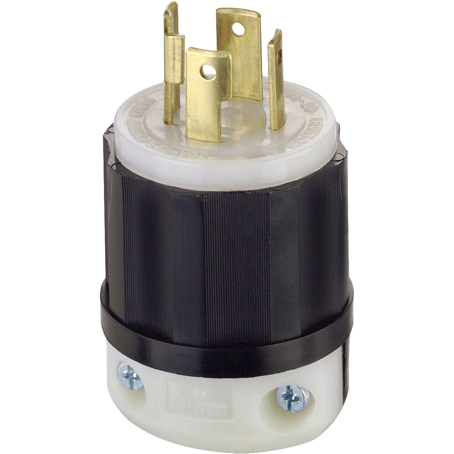 3-Pole 4-Wire Grounding Locking Plug, Nylon, 30 Amps, 250 V, L15-30P