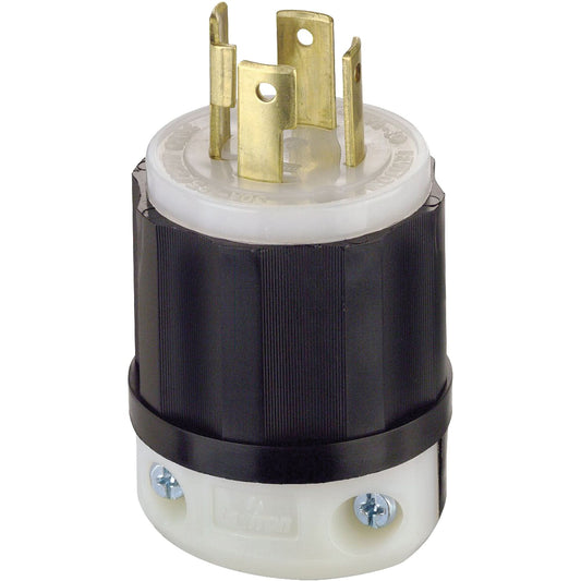 3-Pole 4-Wire Grounding Locking Plug, Nylon, 30 Amps, 250 V, L15-30P