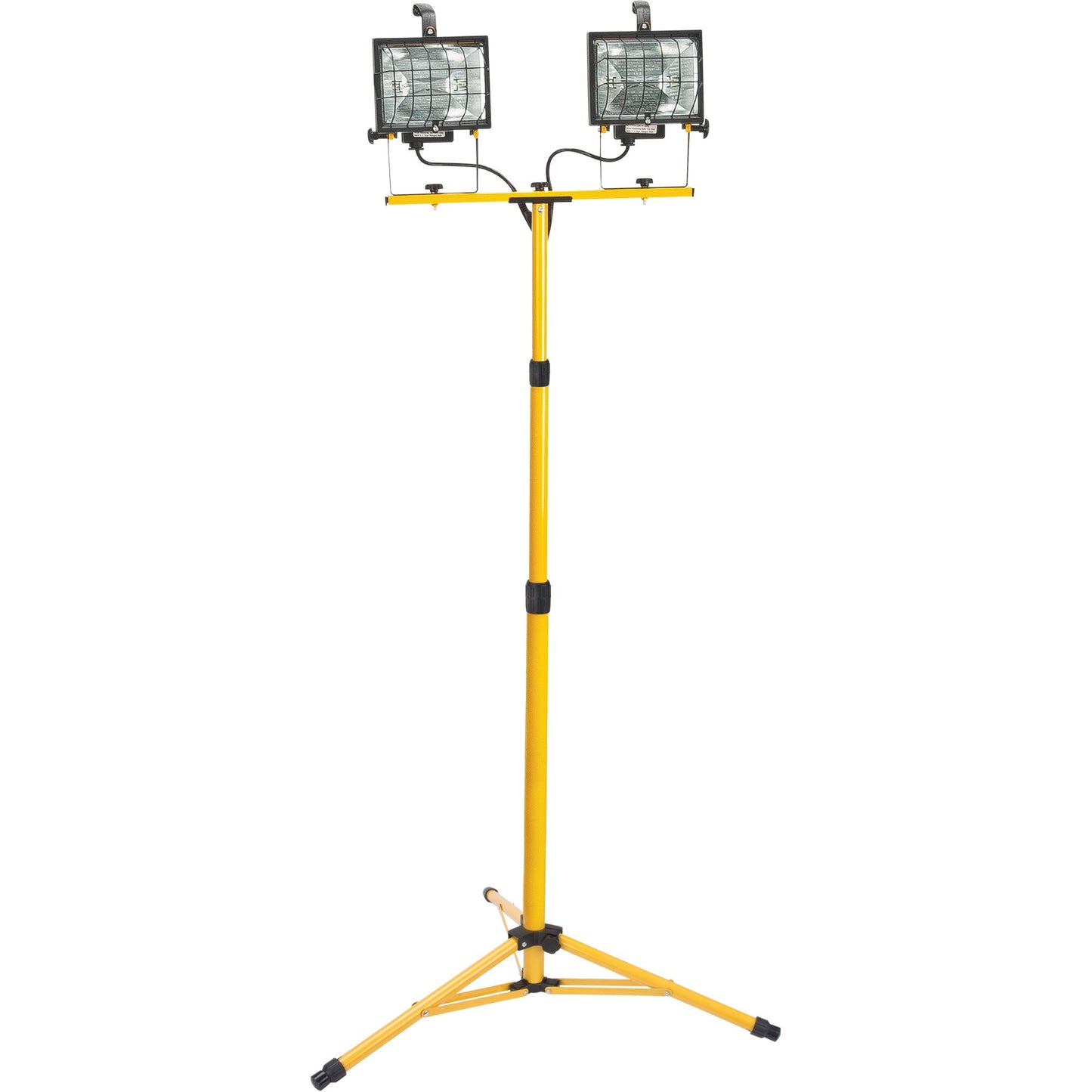 Twin-Head Work Light, Halogen, 500 W, 16000 Lumens, Steel Housing