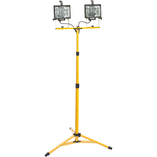 Projecteur de travail à deux têtes, halogène, 500 W, 16 000 lumens, boîtier en acier