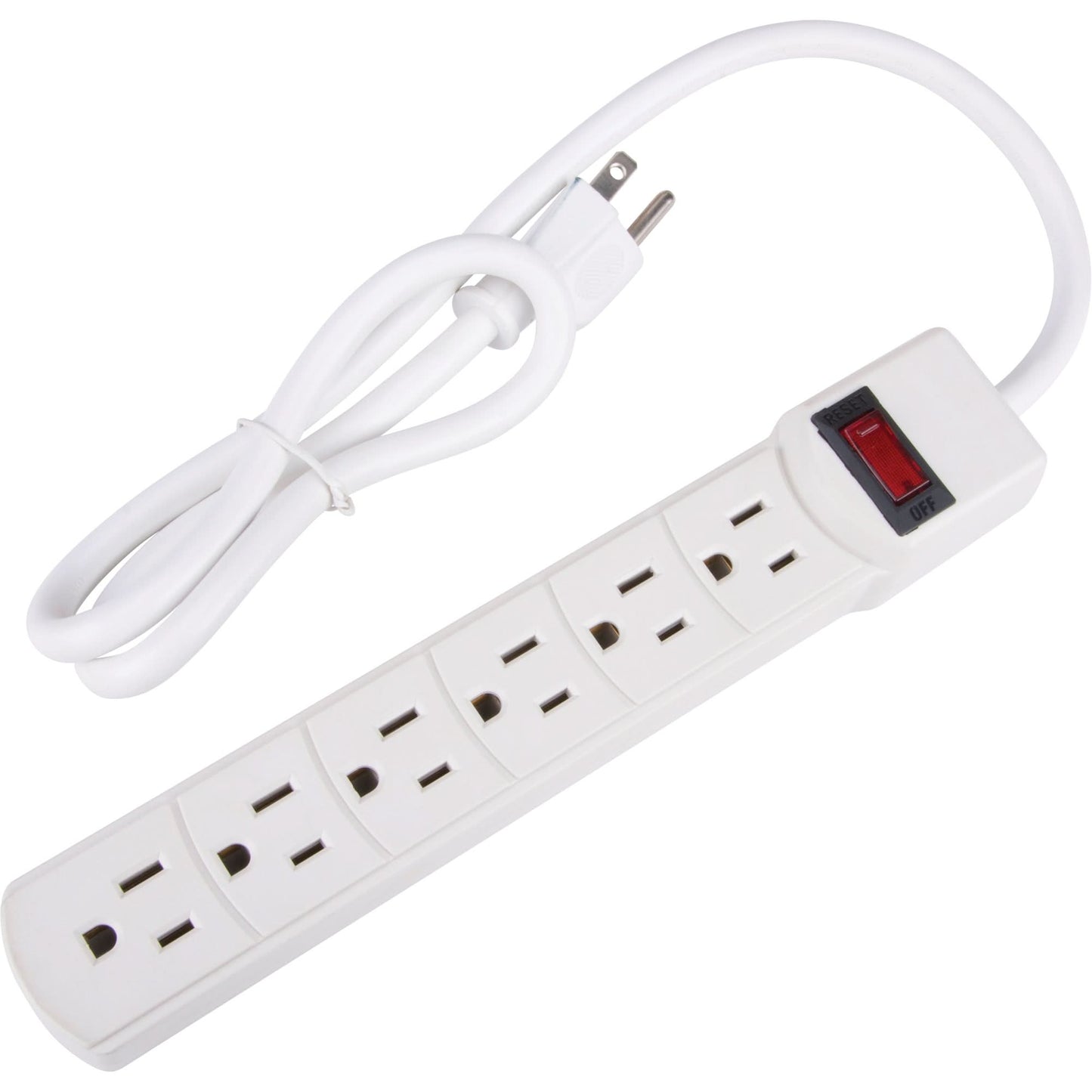 Surge Suppressor, 6 Outlets, 200 J, 1875 W, 3' Cord