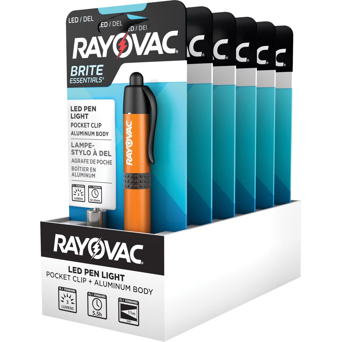 Brite Essentials™ Pocket Penlight, LED, 3 Lumens, Aluminum Body, AAA Batteries, Included