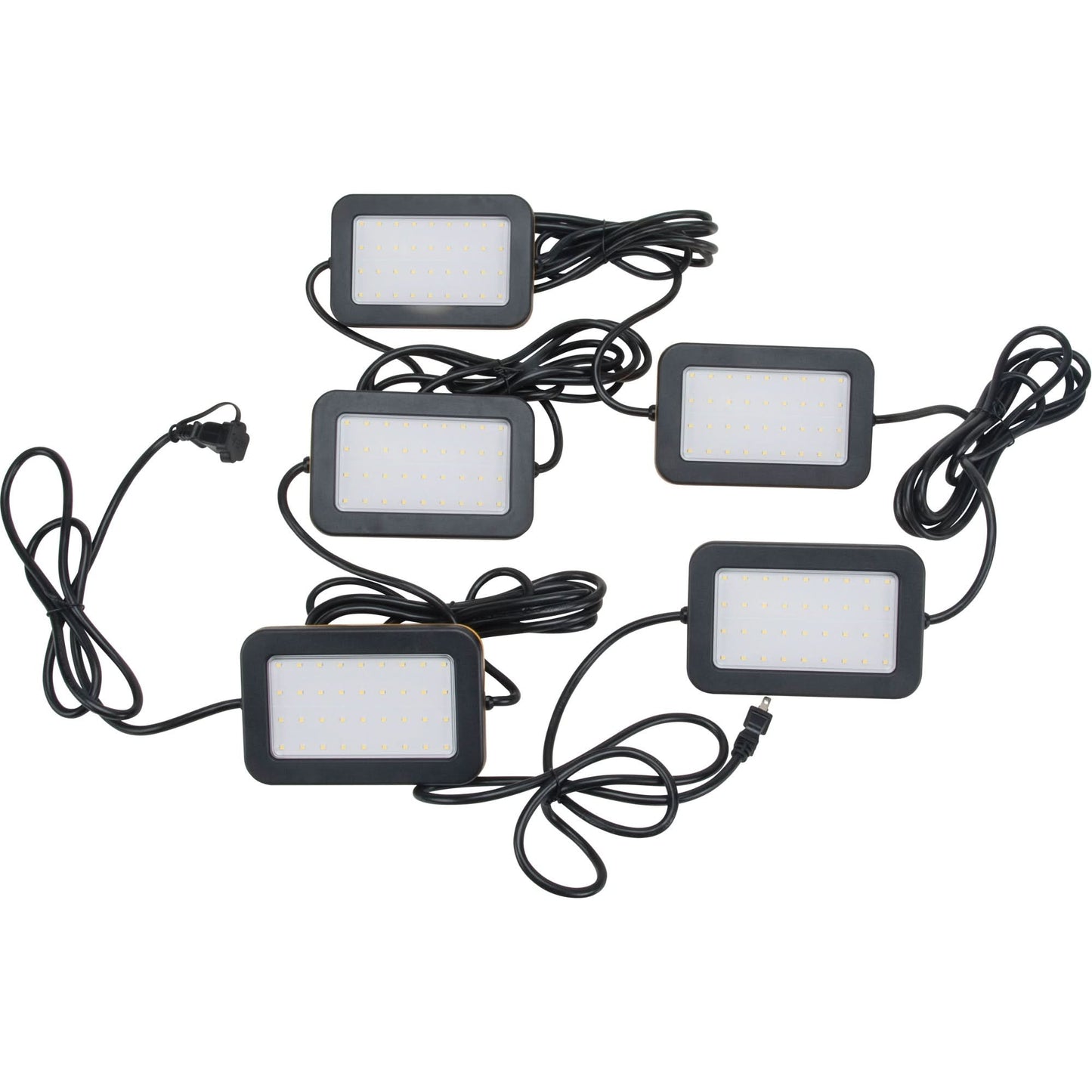 LED String Work Lights, 5 Lights, 50' L, Plastic Housing