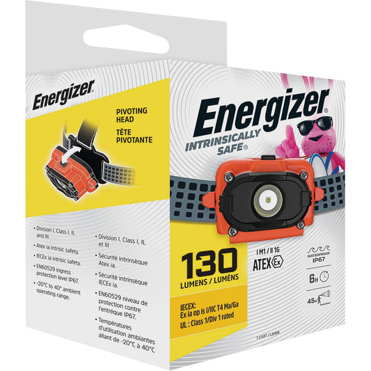 Lampe frontale Intrisically Safe® à DEL, 130 lumens, autonomie de 6 heures, piles AAA
