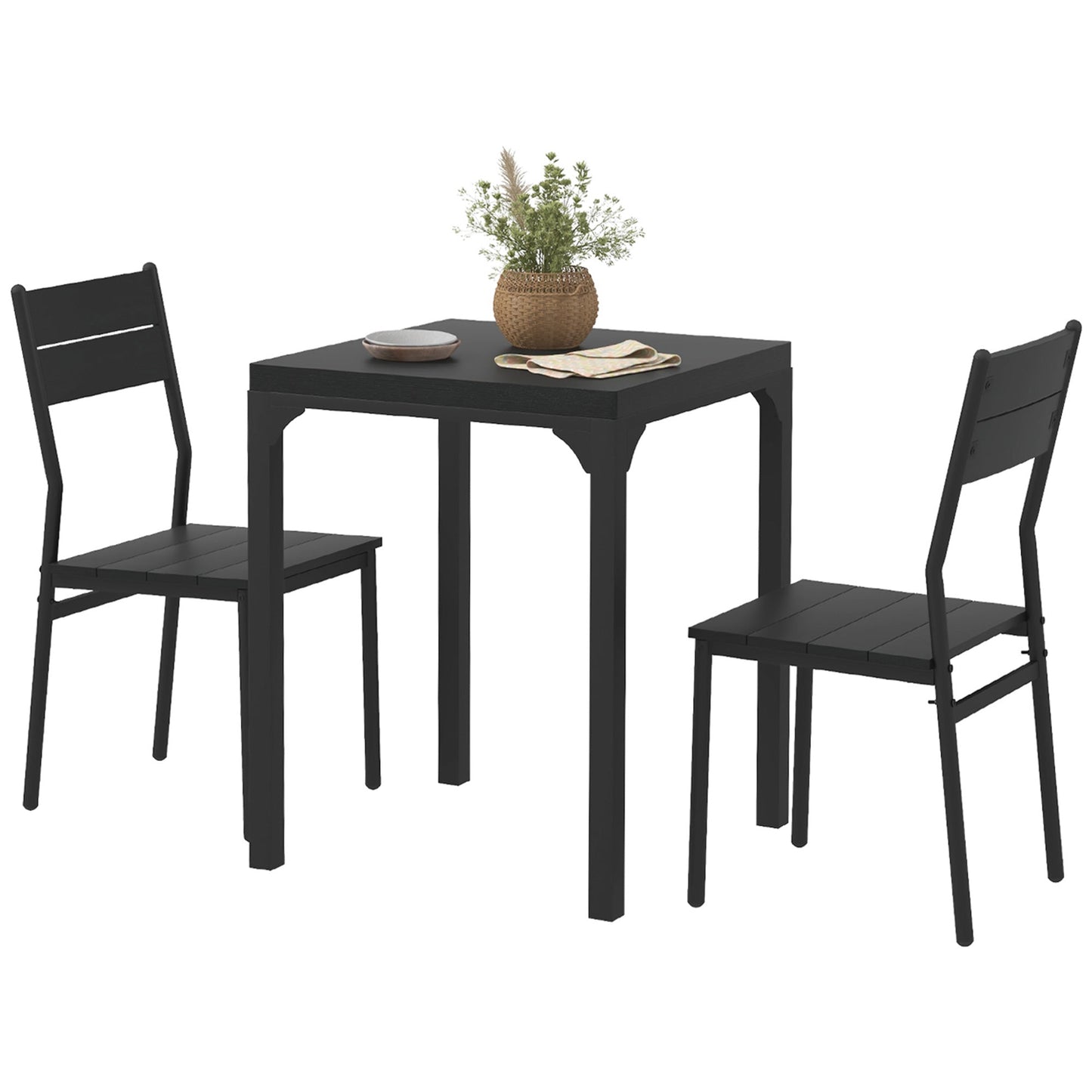 Kurt 3-Piece Dining Set for Small Spaces-Black