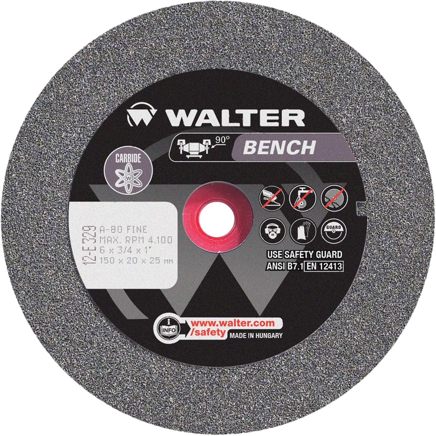 Bench Grinding Wheel, 6" x 3/4", 1" Arbor, 1