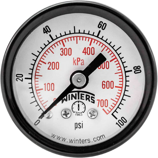 Economy Pressure Gauge, 1-1/2" , 0 - 100 psi, Back Mount, Analogue