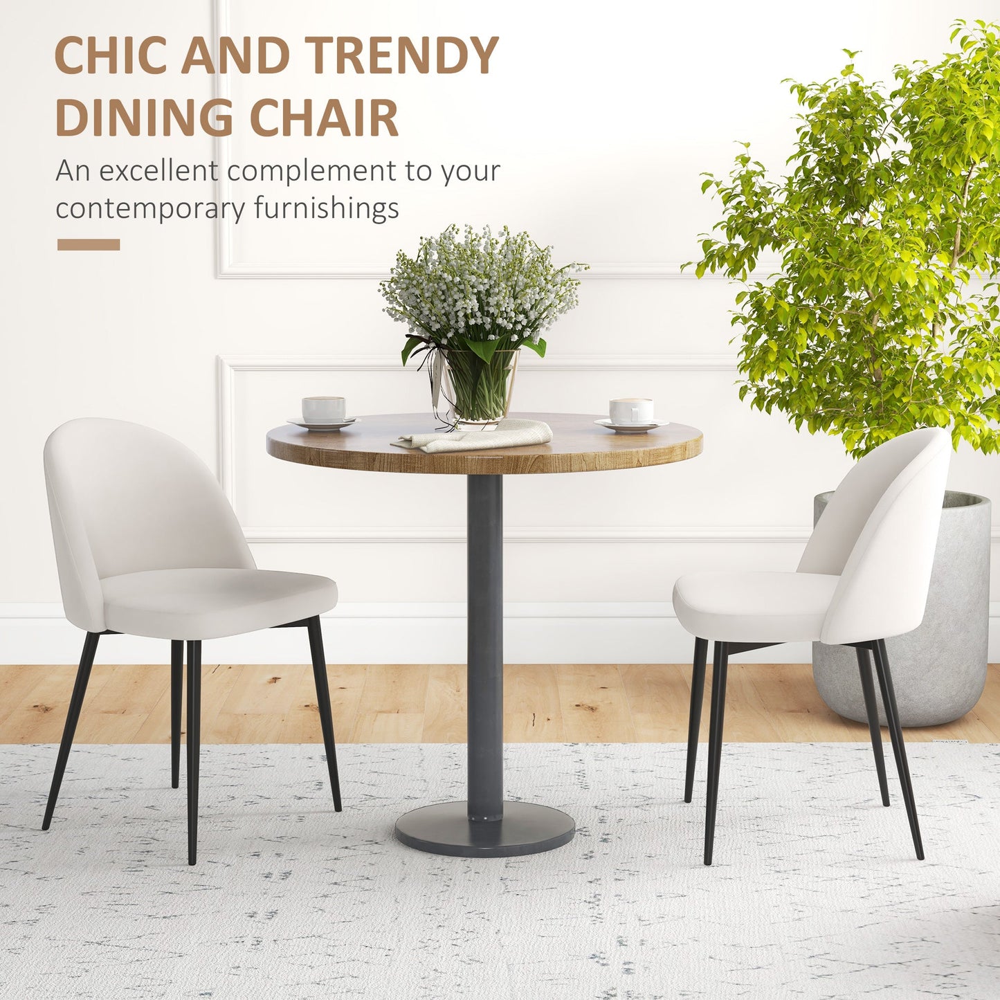 Dylan Set of 2 Mid-Back Dining Chairs-Cream White