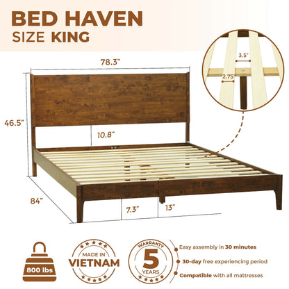 Acacia Haven Deluxe Wood Platform Bed Frame for Ultimate Comfort and Style