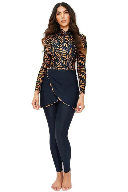 Zipper Arab  Swimsuit Burkini Women