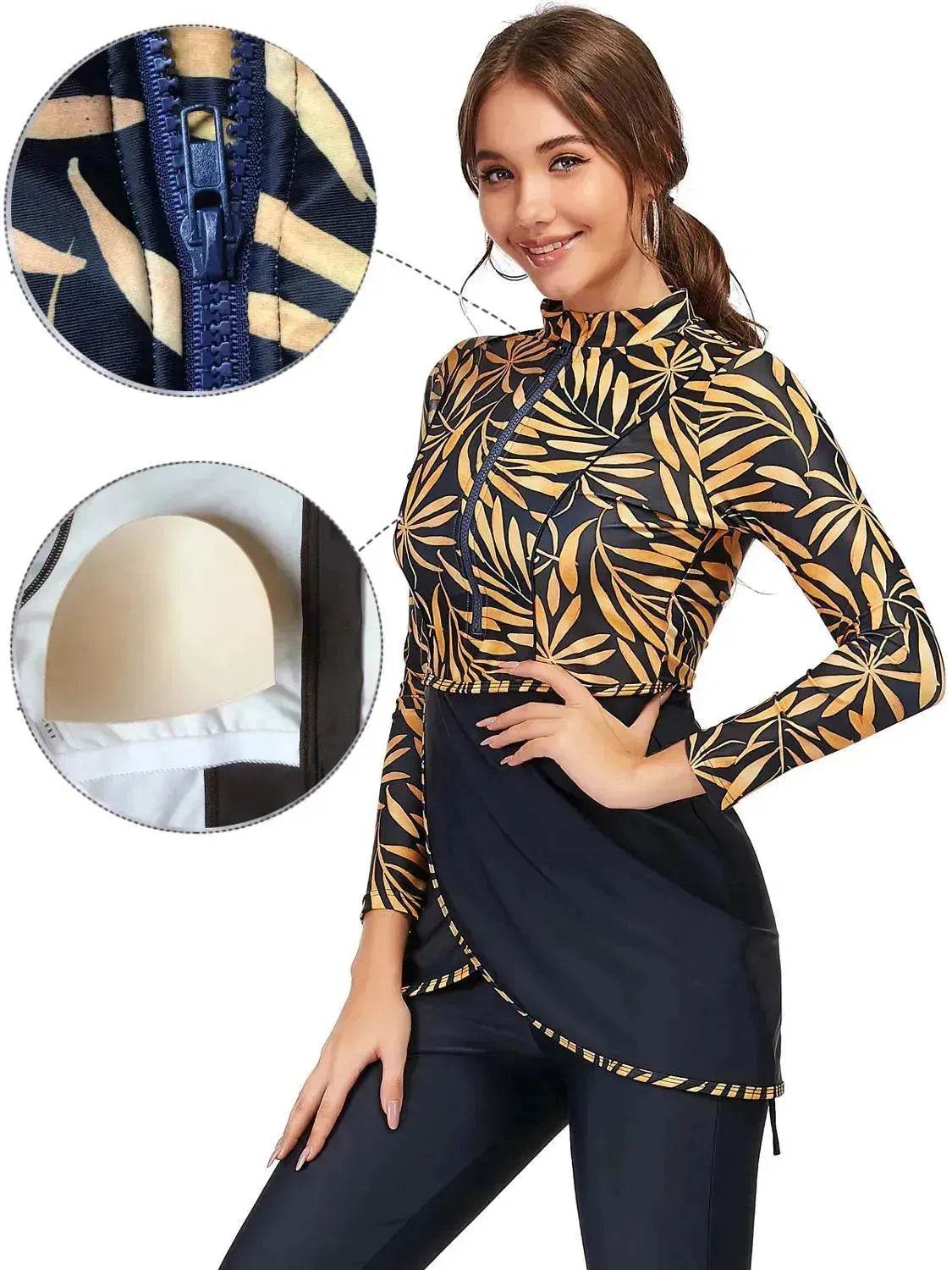 Zipper Arab  Swimsuit Burkini Women