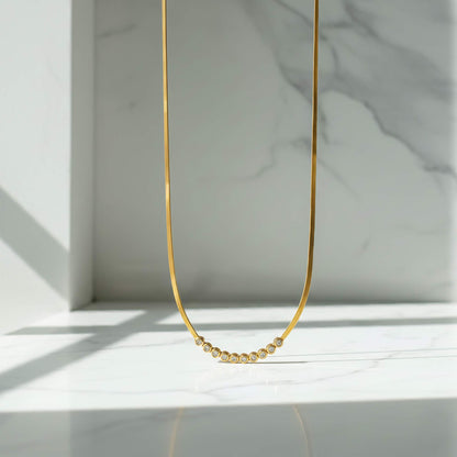 Collier ras-du-cou diamant oxyde de zirconium transparent - Plaqué or 18 carats
