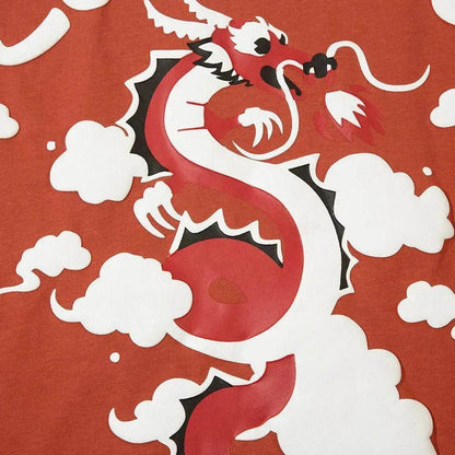 Zodiac Pattern Dragon Print Short Sleeve